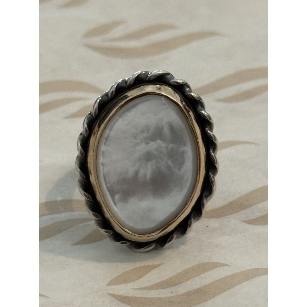 James Avery Retired 14K & Silver Alessandra Mother of Pearl Ring Size 7.5